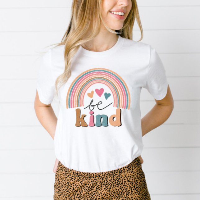 Camiseta Cita de positividad de arco iris retro de Be Kind (Subido por el creador)