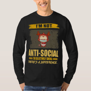 Camiseta Cita de sarcasmo no anti social, selectivamente so