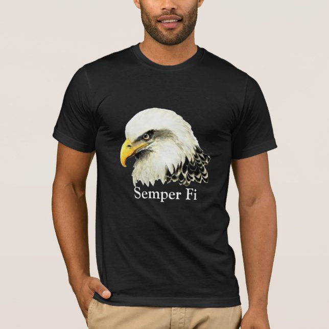 Camiseta Cita de Semper Fi de Marines de Águila Calva (Anverso)