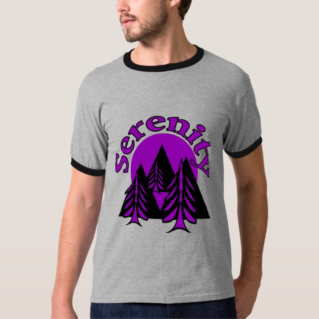 Camiseta Cita de serenidad Árboles modernos de luna morada  (Anverso)