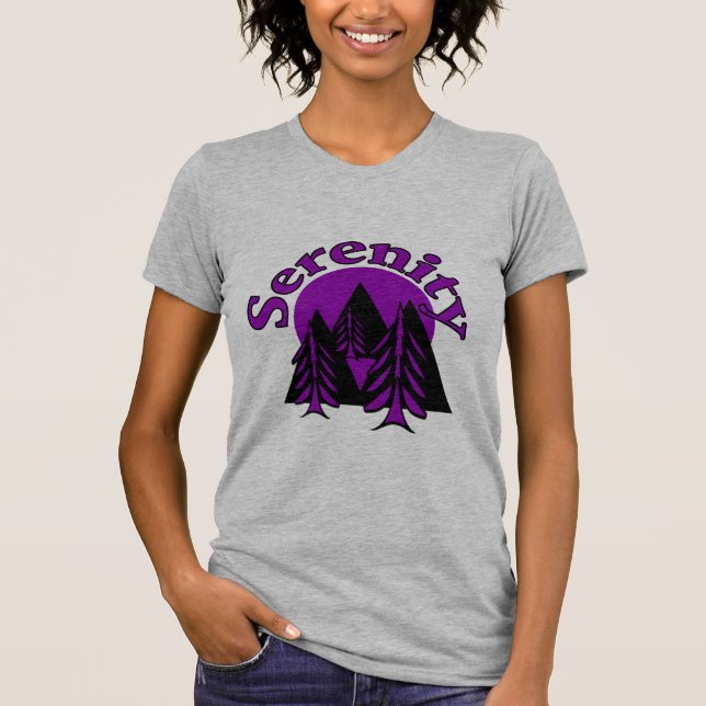 Camiseta Cita de serenidad Árboles modernos de luna morada  (Anverso)