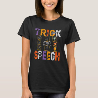 Camiseta Cita de SLP Truco o Terapia de Voz Halloween AAC