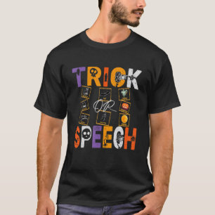 Camiseta Cita de SLP Truco o Terapia de Voz Halloween AAC