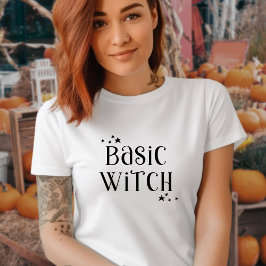 Camiseta Cita de tipografía básica de bruja, blanco y negro
