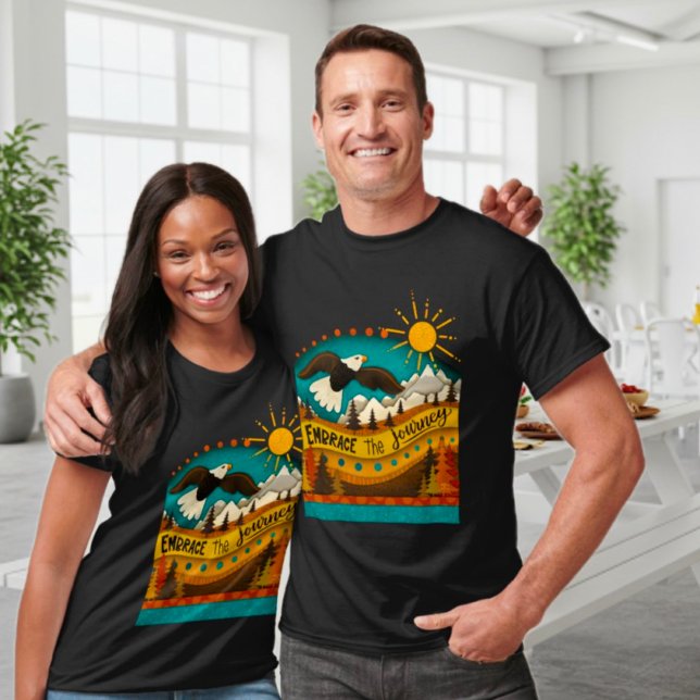 Camiseta Cita de viaje de paisaje retro colorida águila (Subido por el creador)