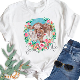 Camiseta Cita de vida de granja Familia granja gallina vaca