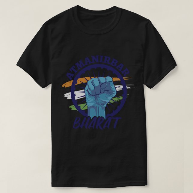 Camiseta Cita del lema de la bandera de India de Atmanirbha (Diseño del anverso)