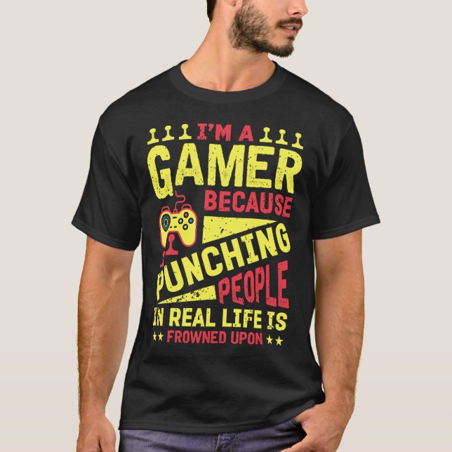 Camiseta Cita divertida de gamer que golpea a la gente (Anverso)