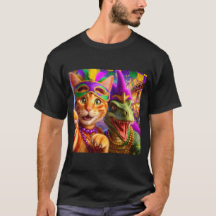 Camiseta Cita divertida de gato dinosaurio selfie de Mardi