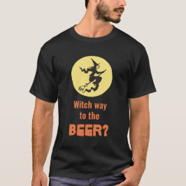 Camiseta Cita divertida de Halloween Witch Way Beer Black