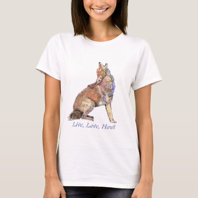 Camiseta Cita divertida de Live Love Howl Howling Coyotes (Anverso)