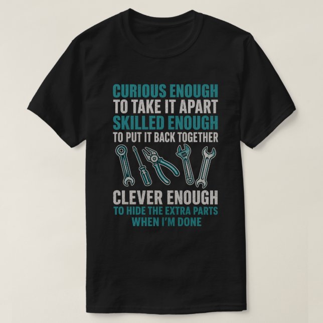 Camiseta Cita Divertida de Mecánico (Diseño del anverso)