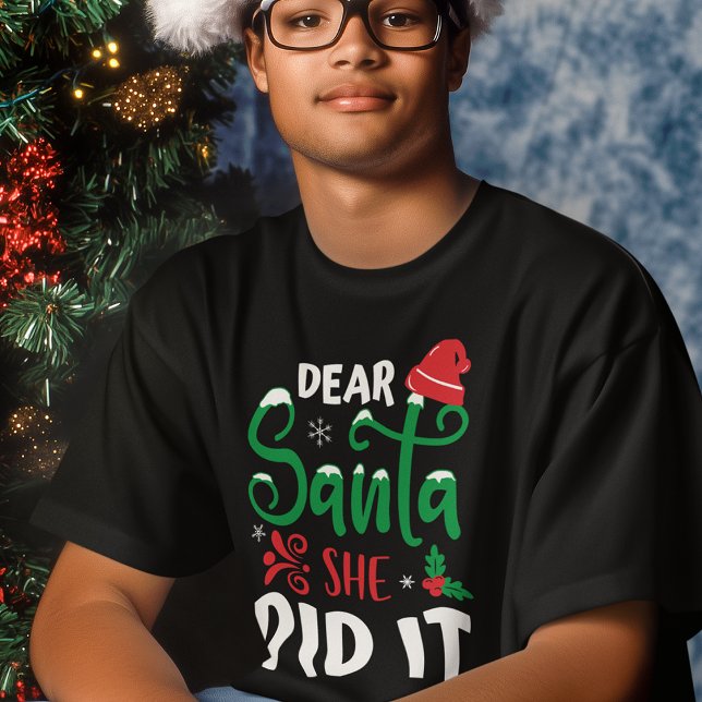 Camiseta Cita divertida de Navidad de Papá Noel rojo verde  (Subido por el creador)