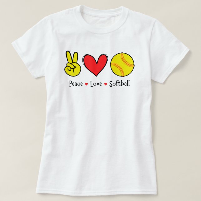 Camiseta Cita divertida de Peace Love Softball | Sentido de (Diseño del anverso)