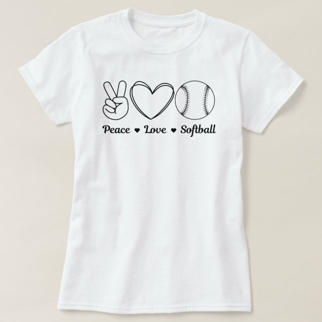 Camiseta Cita divertida de Peace Love Softball | Sentido de (Diseño del anverso)