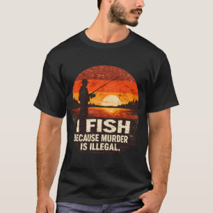 Camiseta Cita Divertida de Pesca Lago al Atardecer Vintage