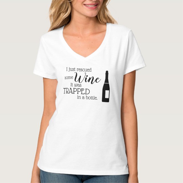 Camiseta Cita divertida de Wine diciendo rescatada de la bo (Anverso)