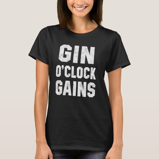 Camiseta Cita divertida de Workout Gin O'Clock Gain Pun (Anverso)