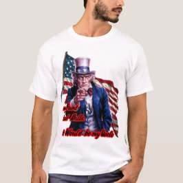 Camiseta Cita Divertida del Tío Sam Patriota en Blanco