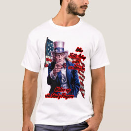 Camiseta Cita Divertida del Tío Sam Patriótico en Blanco