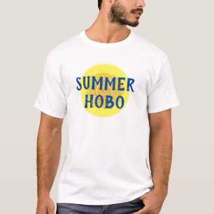 Camiseta Cita divertida "Hobo de verano" Texto azul amarill