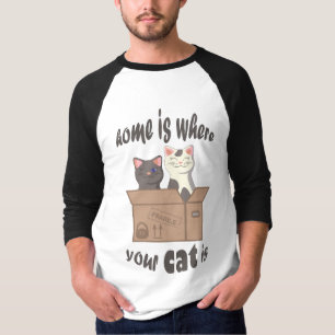 Camiseta Cita divertida Home es donde está tu gato