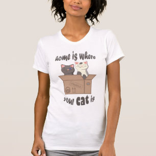 Camiseta Cita divertida Home es donde está tu gato