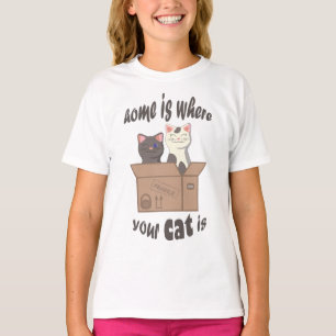 Camiseta Cita divertida Home es donde está tu gato