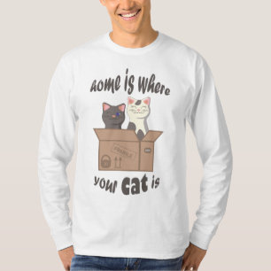 Camiseta Cita divertida Home es donde está tu gato