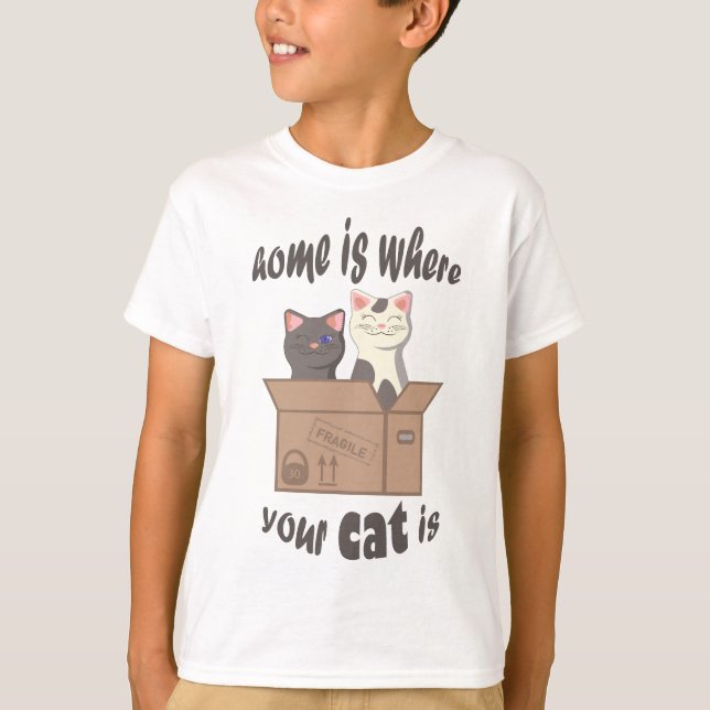 Camiseta Cita divertida Home es donde está tu gato (Anverso)