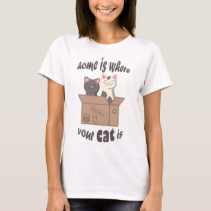 Camiseta Cita divertida Home es donde está tu gato