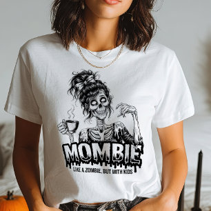 Camiseta Cita divertida Mombie Zombie Mom Coffee Halloween