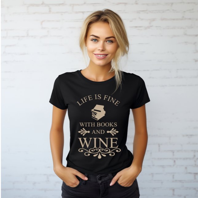 Camiseta cita divertida para libros y amantes del vino (Subido por el creador)