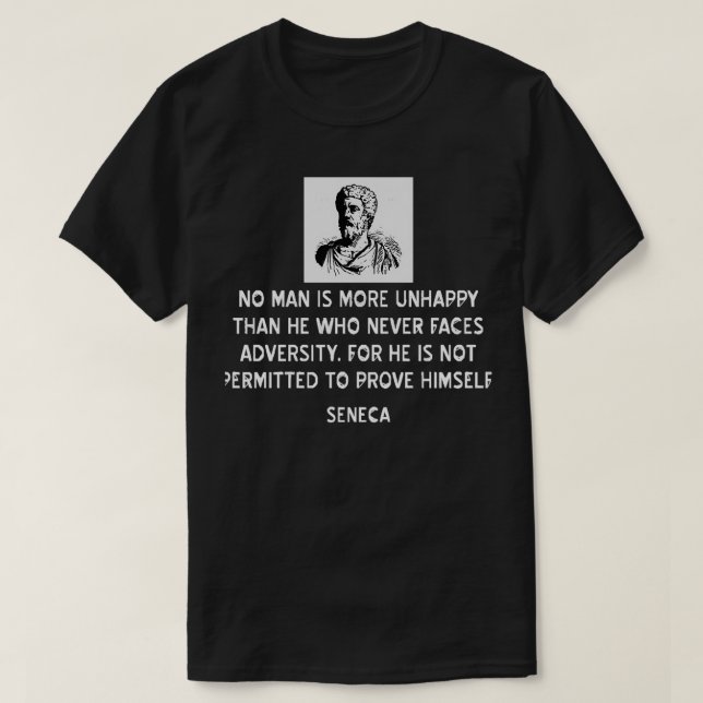 Camiseta Cita estática de Seneca sobre adversidad (Diseño del anverso)