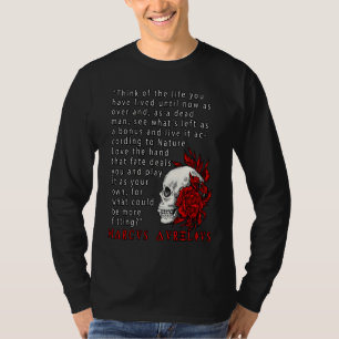 Camiseta Cita estoica Marco Aurelio y cráneo estoicismo
