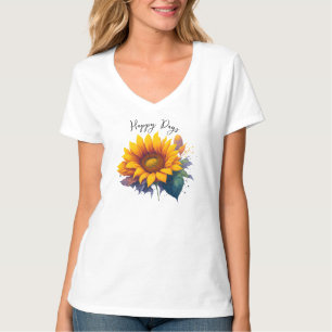 Camiseta Cita feliz de días con girasol
