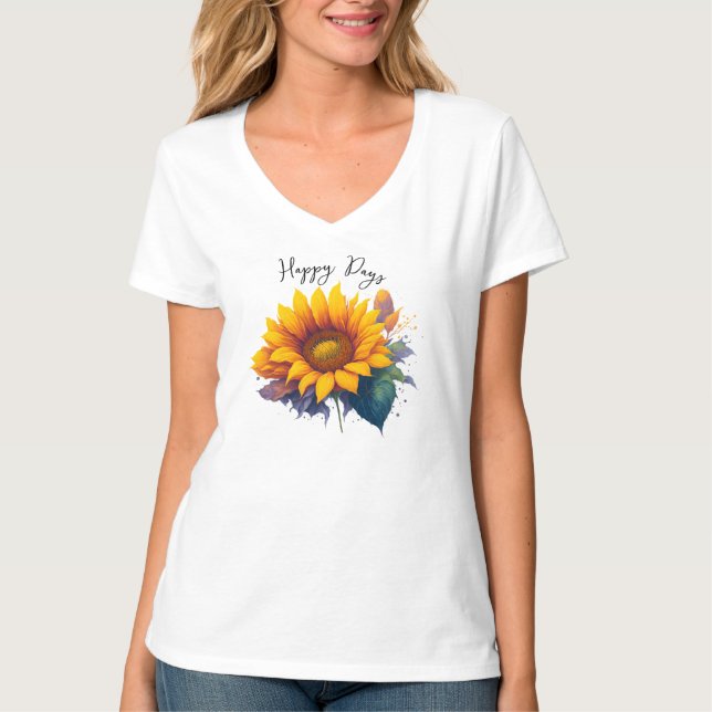 Camiseta Cita feliz de días con girasol (Anverso)