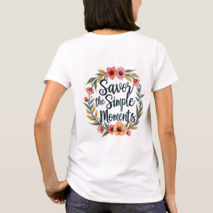 Camiseta Cita floral boho 'Saborea los momentos simples'