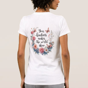 Camiseta Cita floral inspiradora con mariposas