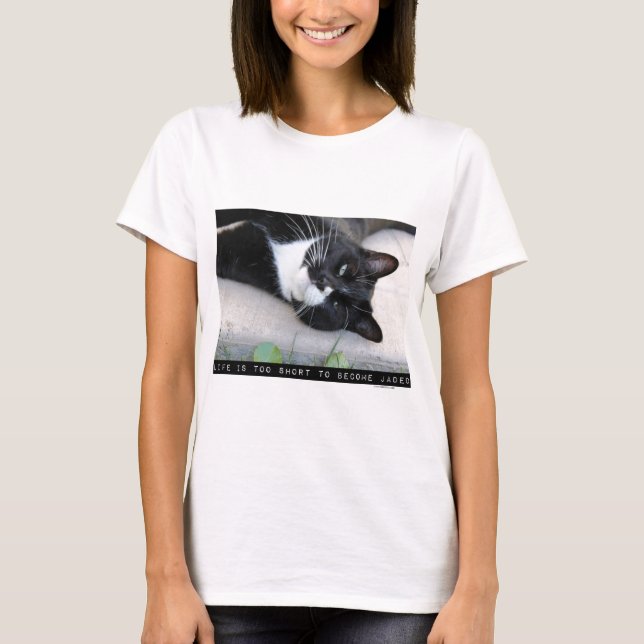 Camiseta Cita fotográfica de gato motivacional que no es Ja (Anverso)