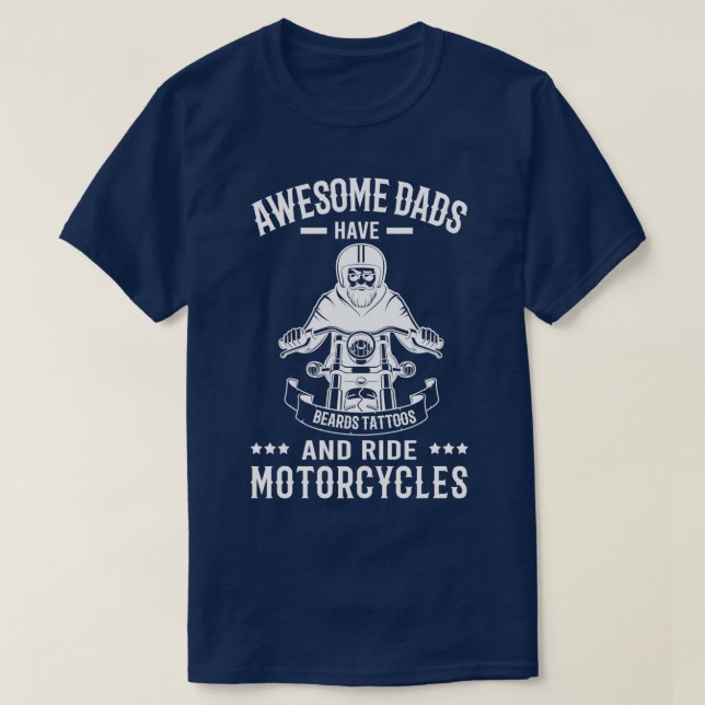 Camiseta Cita Graciosa De Barba Awesome Dads Tienen Tatuaje (Diseño del anverso)