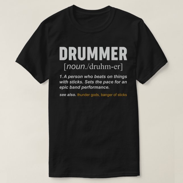 Camiseta Cita graciosa de músico de definición de tambor de (Diseño del anverso)