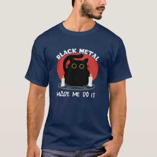 Camiseta Cita graciosa Metalizado negra   Gato negro satáni