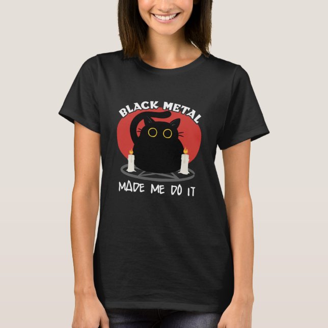 Camiseta Cita graciosa Metalizado negra | Gato negro satáni (Anverso)