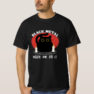 Camiseta Cita graciosa Metalizado negra   Gato negro satáni