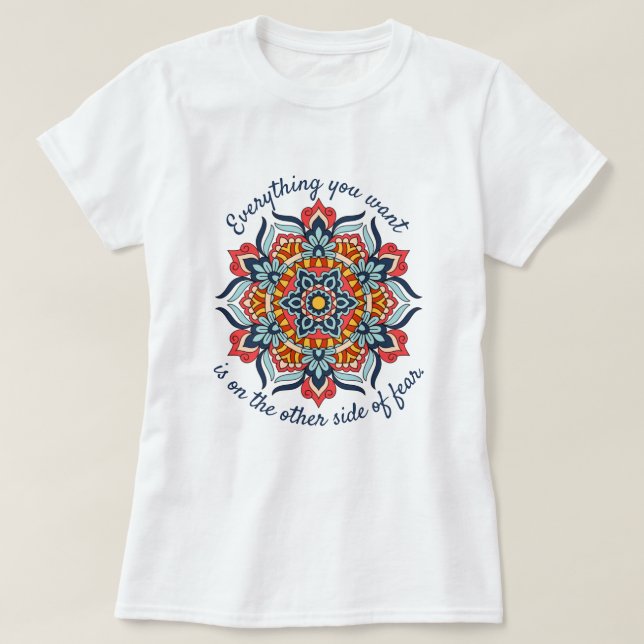 Camiseta Cita inspiradora azul rojo Mandala Dream Catcher (Diseño del anverso)