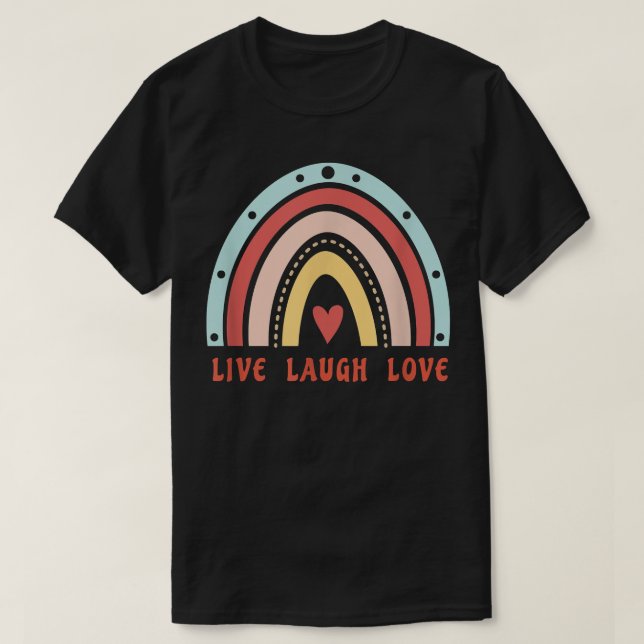 Camiseta Cita Inspiradora de amor en vivo con arcoiris, (Diseño del anverso)