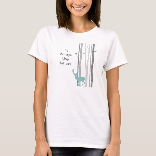 Camiseta Cita Inspiradora de Birch Trees Deer (Anverso)