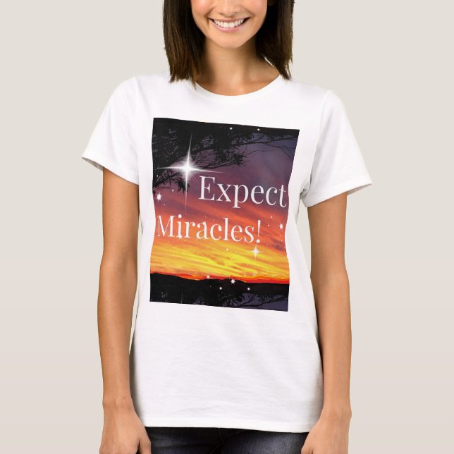 Camiseta Cita Inspiradora de la puesta de sol de los milagr (Anverso)