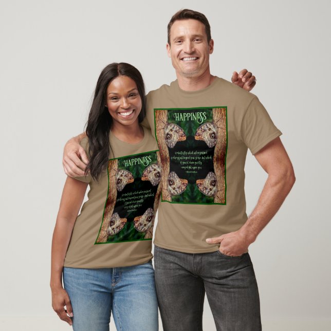 Camiseta Cita Inspiradora de mariposa marrón de felicidad (Unisexo)
